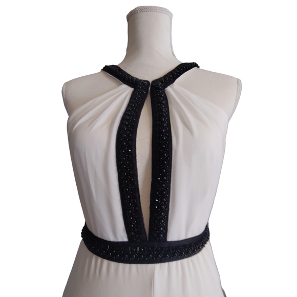 NWT Lulus A Perfect Dream White Chiffon Halter  Beaded Neckline Maxi   Dress - Picture 3 of 7